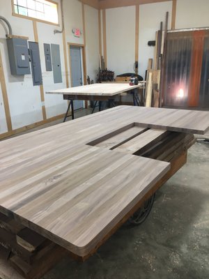 Walnut Butcher Block Countertop - We built this walnut butcher block countertop for our customer that needed a place for their farmhouse sink.