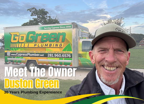 Meet Duston Green, Owner of Go Green Plumbing - Meet Duston Green, owner and master plumber of Go Green Plumbing. With over 30 years of hands-on experience and a State of Texas plumbing license, Duston brings expert knowledge to every job. Since 2008, Go Green Plumbing has proudly served the community with honesty, integrity, and dependable craftsmanship you can trust.

Also, ask us about: water heater repair, drain clogs, faucet repair, leak detection, and plumbing contractors.