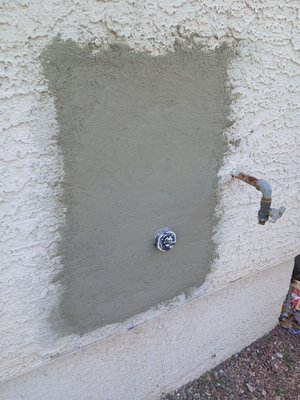 Stucco Patch - This patch was done on a large stucco hole in Las Vegas. Stucco Patch - This patch was done on a large stucco hole in Las Vegas.