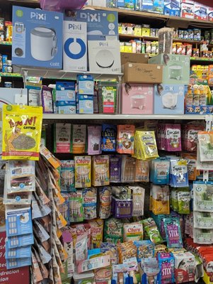 Cats some of the items offered at the store - this is just a piece of what is available for cats more in-store cat toys have their own wall
