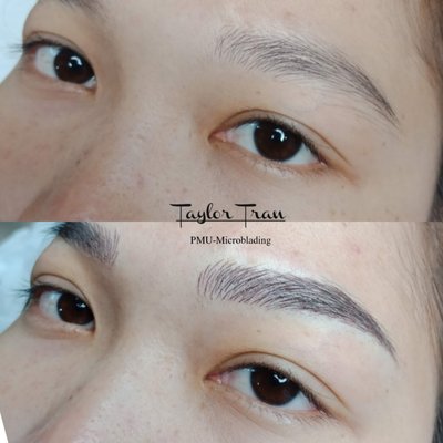 Microblading - MICROBLADING
PERSONALIZED BROWS USING A MANUAL, NON-MACHINE TECHNIQUE TO SIMULATE THE LIKELINESS OF HAIR-STRANDS. THE TOOL USED FOR MICROBLADING IS MADE UP OF FINE NEEDLE-LIKE PINS WHICH ALIGN TO FORM A SINGLE BLADE. SUITABLE FOR DRY/NORMAL SKIN TYPES.

TIME: 2.5-3 HOURS 
PAIN LEVEL: 0 - MINIMAL 
NUMBING: TOPICAL ANESTHETIC APPLIED 
HEALING TIME: 10-14 DAYS