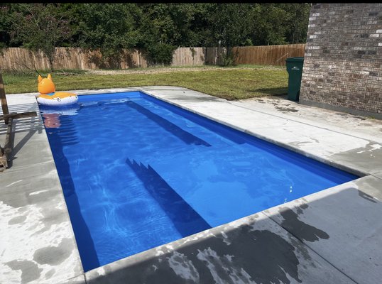 Hish Pool - This is the first installation of our newly designed 10'x26' fiberglass pool. Hish Pool - This is the first installation of our newly designed 10'x26' fiberglass pool.