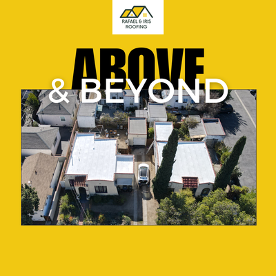 We take pride in going above and beyond for our costumers! Delivering more than just a roof over your head. - At Rafael & Iris Roofing, we believe in delivering more than just a roof over your head—we deliver peace of mind, quality craftsmanship, and personalized care. Our commitment to excellence is what sets us apart, and we take pride in going above and beyond for every customer we serve.

This recent project is a perfect example of our dedication. For a mother and daughter living side by side, we completed matching flat roofs, ensuring both homes are well-protected and beautifully cohesive. We don’t just provide roofing services—we help families feel safe, comfortable, and proud of their homes.

From the moment we step onto your property to the final inspection, our team works tirelessly to exceed expectations. Whether it’s addressing specific needs, using top-quality materials, or adding a personal touch, we are here to make every project special.

At Rafael & Iris Roofing, customer satisfaction isn’t just a goal—it’s our mission. If you’re looking for a roofing contractor in Los Angeles who truly cares, contact us today. Let us go above and beyond for you, too! 🌟