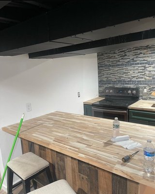 Pendant lights installation - This kitchen didn’t have any pendant, lights or light switch over island
we installed a light switch with four lights Pendant lights installation - This kitchen didn’t have any pendant, lights or light switch over island
we installed a light switch with four lights
