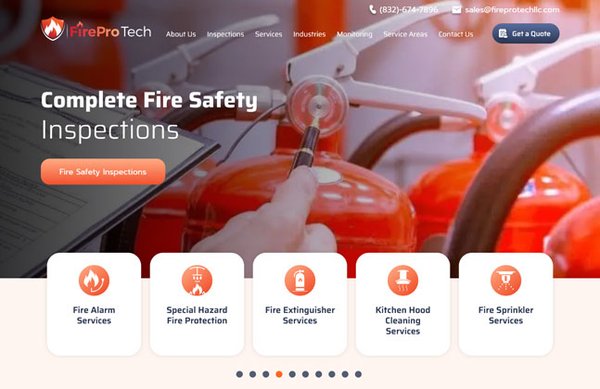FirePro Tech LLC - Fire and Safety Services - Concept Infoway LLC provided SEO services for FirePro Tech LLC, a full-service fire protection company offering design, installation, inspection, maintenance, and repair of commercial and residential fire safety systems.
The goal was to improve search visibility and help local businesses and property owners find their services more easily online. Our work included keyword research, on-page optimization, technical improvements, and strengthening local search presence to support consistent organic traffic growth. FirePro Tech LLC - Fire and Safety Services - Concept Infoway LLC provided SEO services for FirePro Tech LLC, a full-service fire protection company offering design, installation, inspection, maintenance, and repair of commercial and residential fire safety systems.
The goal was to improve search visibility and help local businesses and property owners find their services more easily online. Our work included keyword research, on-page optimization, technical improvements, and strengthening local search presence to support consistent organic traffic growth.