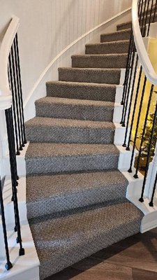 Cut Loop Carpet on Stairs and Media Room - New Cut loop Pattern Carpet on Stairs and media room. Cut Loop Carpet on Stairs and Media Room - New Cut loop Pattern Carpet on Stairs and media room.