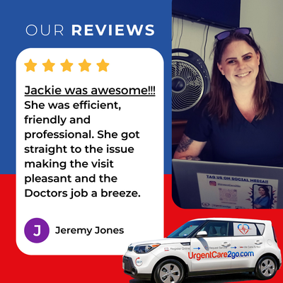 Google Review for our patient - Recently, we were honored to provide a house call for a patient in need. Our mobile urgent care team sprang into action, delivering compassionate and efficient care right at their doorstep. At UrgentCare2Go, we're dedicated to being there when you need us most, wherever you are. Google Review for our patient - Recently, we were honored to provide a house call for a patient in need. Our mobile urgent care team sprang into action, delivering compassionate and efficient care right at their doorstep. At UrgentCare2Go, we're dedicated to being there when you need us most, wherever you are.