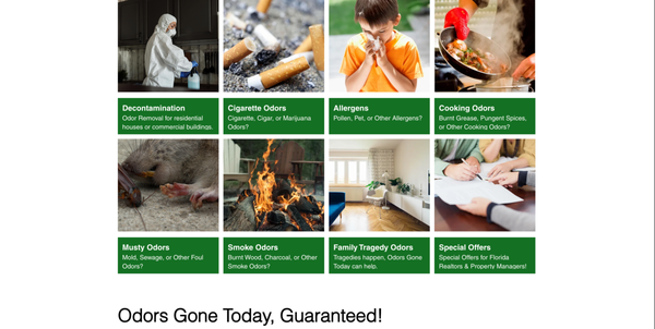 Odors Gone Today - GUARANTEED! - Odors Gone Today, Guaranteed!
Odors Gone Today, Inc. uses their Technologically Advanced Vapor System (TAVS™) to remove a bad odors within 24-hours. The toxin-free system uses Chlorine Dioxide, a natural and powerful oxidizing biocide, to eliminate odors, bacteria, viruses, mold, allergens, and virtually any other contaminant!
TAVS™ is one of the only options on the market that actually removes stubborn cigarette and smoke odors, completely eliminating the smoke and nicotine smell from any surface.
TAVS™ is 3-step or 6-step process that removes 100% of odors from any property. TAVS™ is a safe and effective method that sanitizes and deodorizes without using or leaving behind any toxic chemicals.
Chlorine Dioxide has been recognized as a disinfectant since the early 1900's, and is approved by the US Environmental Protection Agency (EPA) and the US Food and Drug Administration (FDA):
Safe for families, pets, and the environment
No need to paint or remove carpet
Extreme odor removal
Half the price of outdated techniques
Odors removed by certified experts within 24-hours
100% Satisfaction Guaranteed
All products are made in the USA
Contact Mike Vollman for a free quote, even on a Sunday!
(800-9892675 or mike@odorsgonetoday.com
Leave Us a Review!
Michael Vollman, owner & operator, has worked in the home service industry for over 15 years, first cleaning air ducts, then expanding into odor elimination. Michael found and perfected a new process using Chlorine Dioxide gas, and now specializes in odor removal.
Odors Gone Today, Inc. guarantees to eradicate smoke odors, mold, mildew, rotten smells, bodily fluids, animal odors, cooking odors, bacteria, viruses, and more using their proven Technologically Advanced Vapor System™.
The process is safe and effective for either commercial or residential properties. In 2001, when the Brentwood Post Office and the Hart Senate Building were attacked with anthrax, Chlorine Dioxide was one of the chemicals successfully used for the cleanup and decontamination of anthrax. Anthrax is spread by spores or by skin contact. Chlorine Dioxide gas attacks the spores in the air and Chlorine Dioxide liquid takes care of surface cleaning.
Guaranteed odor removal from:
Homes
Apartment Buildings
Airbnb
Businesses
Hospitals
Nursing Homes
Health Care Facilities
Hotels & Motels
Commercial Buildings
Warehouses
Restaurants
Bars
Gyms
Storage Units
Cabins
Yachts
Planes
Etc! Odors Gone Today - GUARANTEED! - Odors Gone Today, Guaranteed!
Odors Gone Today, Inc. uses their Technologically Advanced Vapor System (TAVS™) to remove a bad odors within 24-hours. The toxin-free system uses Chlorine Dioxide, a natural and powerful oxidizing biocide, to eliminate odors, bacteria, viruses, mold, allergens, and virtually any other contaminant!
TAVS™ is one of the only options on the market that actually removes stubborn cigarette and smoke odors, completely eliminating the smoke and nicotine smell from any surface.
TAVS™ is 3-step or 6-step process that removes 100% of odors from any property. TAVS™ is a safe and effective method that sanitizes and deodorizes without using or leaving behind any toxic chemicals.
Chlorine Dioxide has been recognized as a disinfectant since the early 1900's, and is approved by the US Environmental Protection Agency (EPA) and the US Food and Drug Administration (FDA):
Safe for families, pets, and the environment
No need to paint or remove carpet
Extreme odor removal
Half the price of outdated techniques
Odors removed by certified experts within 24-hours
100% Satisfaction Guaranteed
All products are made in the USA
Contact Mike Vollman for a free quote, even on a Sunday!
(800-9892675 or mike@odorsgonetoday.com
Leave Us a Review!
Michael Vollman, owner & operator, has worked in the home service industry for over 15 years, first cleaning air ducts, then expanding into odor elimination. Michael found and perfected a new process using Chlorine Dioxide gas, and now specializes in odor removal.
Odors Gone Today, Inc. guarantees to eradicate smoke odors, mold, mildew, rotten smells, bodily fluids, animal odors, cooking odors, bacteria, viruses, and more using their proven Technologically Advanced Vapor System™.
The process is safe and effective for either commercial or residential properties. In 2001, when the Brentwood Post Office and the Hart Senate Building were attacked with anthrax, Chlorine Dioxide was one of the chemicals successfully used for the cleanup and decontamination of anthrax. Anthrax is spread by spores or by skin contact. Chlorine Dioxide gas attacks the spores in the air and Chlorine Dioxide liquid takes care of surface cleaning.
Guaranteed odor removal from:
Homes
Apartment Buildings
Airbnb
Businesses
Hospitals
Nursing Homes
Health Care Facilities
Hotels & Motels
Commercial Buildings
Warehouses
Restaurants
Bars
Gyms
Storage Units
Cabins
Yachts
Planes
Etc!