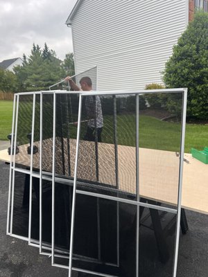 Window screen net - Our company completed the window screen net project on Monday. We built fifteen new window screen nets from scratch.
Location: Ellicott City Window screen net - Our company completed the window screen net project on Monday. We built fifteen new window screen nets from scratch.
Location: Ellicott City