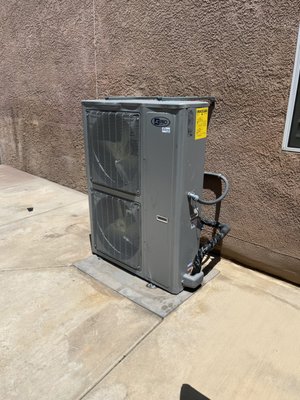 Fontana AC PRO X Series Heat Pump Installation - This recent installation in Fontana features the AC PRO X Series Heat Pump, rated at 16 SEER2 for superior energy efficiency. The outdoor unit is securely mounted on a stable surface, ensuring durability and optimal operation. Inside, the attic unit is carefully installed to maximize efficiency and space usage. The AC PRO X Series provides reliable heating and cooling, making it an excellent choice for maintaining a comfortable indoor environment throughout the year.
