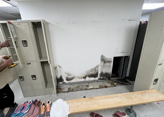 Mold repair - This was a repair completed to get rid of a moldy wall inside a locker room. 1 Mold repair - This was a repair completed to get rid of a moldy wall inside a locker room. 1