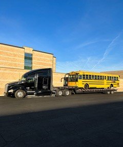 Flatbed Towing - This was a school bus that needed to be picked up with a flatbed. Flatbed Towing - This was a school bus that needed to be picked up with a flatbed.