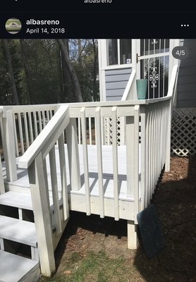 Deck power washing, and repainting - We power wash scrape the flaking paint off and put a fresh coat of paint on the pickets and the floor and steps. Deck power washing, and repainting - We power wash scrape the flaking paint off and put a fresh coat of paint on the pickets and the floor and steps.