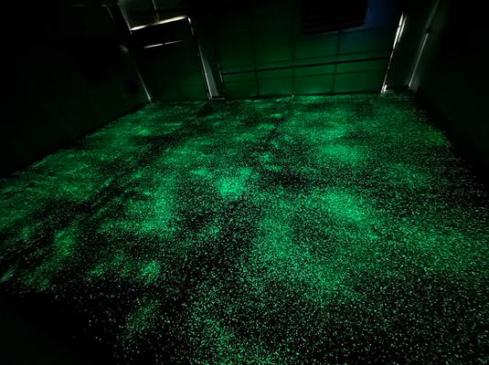 Glow in the Dark Epoxy Flooring - Turn your garage into something nobody else on the block has. Phosphorescent chips embedded in commercial-grade epoxy that charge during the day and glow all night long. Glow in the Dark Epoxy Flooring - Turn your garage into something nobody else on the block has. Phosphorescent chips embedded in commercial-grade epoxy that charge during the day and glow all night long.