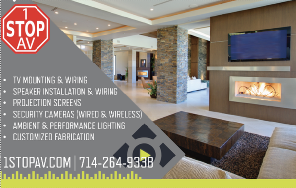 In Store AV Integration - We can assist you from product recommendations, purchasing, and complete installation. Contact us today at 714-264-9338. In Store AV Integration - We can assist you from product recommendations, purchasing, and complete installation. Contact us today at 714-264-9338.