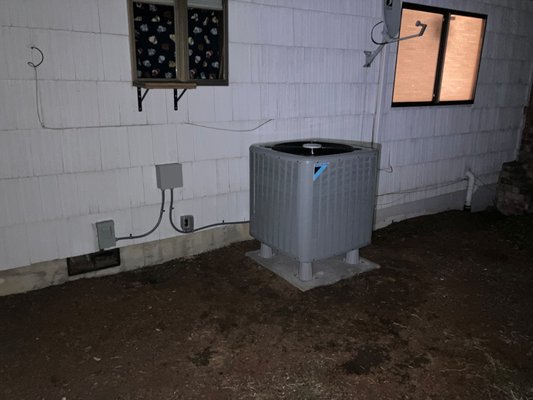 Res Install 2025 - We replaced the customer's heat pump system in their rental property with a Daikin heat pump, Goodman air handler, Ecobee thermostat, media filter, and surge protector