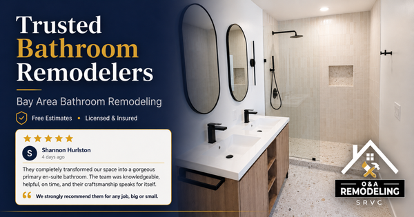 Modern Bathroom Remodel in the Bay Area - This bathroom was transformed into a clean, modern, and functional space with updated finishes, a walk-in shower, elegant tile work, a new vanity area, and a brighter, more comfortable layout.
O&A Remodeling SRVC helped bring new life to this bathroom with quality craftsmanship, careful attention to detail, and a result designed to look beautiful and last for years.
Services Provided:
Bathroom Remodeling
Shower Remodeling
Tile Installation
Vanity Installation
Interior Remodeling
Finish Carpentry Modern Bathroom Remodel in the Bay Area - This bathroom was transformed into a clean, modern, and functional space with updated finishes, a walk-in shower, elegant tile work, a new vanity area, and a brighter, more comfortable layout.
O&A Remodeling SRVC helped bring new life to this bathroom with quality craftsmanship, careful attention to detail, and a result designed to look beautiful and last for years.
Services Provided:
Bathroom Remodeling
Shower Remodeling
Tile Installation
Vanity Installation
Interior Remodeling
Finish Carpentry