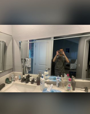 Paint job - There was cracks on the old mirror, the client requested the old mirror to be removed without any damages which I did and also the new mirror was installed per customer’s request, also there were holes and patches on the back wall I fixed as well.