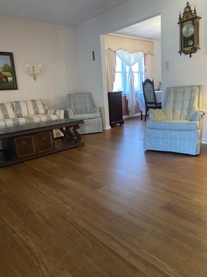Bamboo Flooring - This is a Bamboo Floor that the customer picked out from Floor and Decor. It's installed as a floating floor. Bamboo Flooring - This is a Bamboo Floor that the customer picked out from Floor and Decor. It's installed as a floating floor.