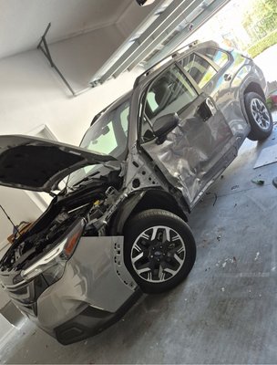 worked on this subaru here is her comeback - This project was a subaru that only took our skilled technicians a total of 8 hours from start to finish and there hard work paid off. with the convenience of our mobile shop on weels there was no need for rental and our customer had the convenience of there home while our technicians did all the work worked on this subaru here is her comeback - This project was a subaru that only took our skilled technicians a total of 8 hours from start to finish and there hard work paid off. with the convenience of our mobile shop on weels there was no need for rental and our customer had the convenience of there home while our technicians did all the work