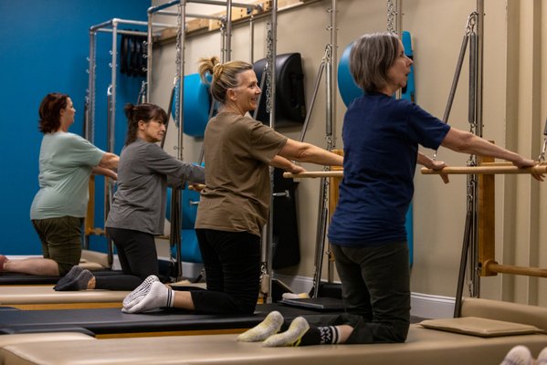 Pilates for Osteoporosis - Pilates for Osteoporosis
Our Pilates for Osteoporosis class is designed to safely build bone strength, improve balance, and enhance posture through controlled, low-impact movement. With a focus on resistance training, core stability, and proper alignment, this class helps reduce the risk of falls and supports long-term bone health.
Each session is guided by experienced instructors who provide safe modifications for all levels, making it ideal for beginners, active older adults, and anyone looking to prevent or manage osteoporosis. Gentle yet effective, these exercises target the spine, hips, and wrists, the areas most at risk, while also improving flexibility and overall confidence in movement.
Perfect for: individuals diagnosed with osteoporosis or osteopenia, those seeking safe strength training, and anyone who wants to move with more ease and stability. Pilates for Osteoporosis - Pilates for Osteoporosis
Our Pilates for Osteoporosis class is designed to safely build bone strength, improve balance, and enhance posture through controlled, low-impact movement. With a focus on resistance training, core stability, and proper alignment, this class helps reduce the risk of falls and supports long-term bone health.
Each session is guided by experienced instructors who provide safe modifications for all levels, making it ideal for beginners, active older adults, and anyone looking to prevent or manage osteoporosis. Gentle yet effective, these exercises target the spine, hips, and wrists, the areas most at risk, while also improving flexibility and overall confidence in movement.
Perfect for: individuals diagnosed with osteoporosis or osteopenia, those seeking safe strength training, and anyone who wants to move with more ease and stability.