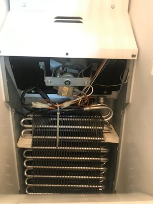 Refrigerator repair - Two different refrigerators repair with the same problem.
Not cold in fresh food section.
Replaced fan motor. Refrigerator repair - Two different refrigerators repair with the same problem.
Not cold in fresh food section.
Replaced fan motor.