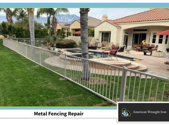 Custom Fence Fabrications - A few custom fences fabricated to replace a previous fence or to be installed into a new location.
American Wrought Iron
The Desert's Metal Gate and Fencing Repair Specialists
760-799-1351
awiwelding1@gmail.com
A Full Service Welding Company
New Installation and Repairs of Metal Gates and Fencing
www.theironguys.com
awiwelding1@gmail.com
760-799-1351
Our Services Include:
- Custom Ironworks
- Metal Gate Repair
- Metal Fencing Repair
- Mobile Welding
- Repairs on site
- Carport Repairs
- Custom Handrails
- Gate and Fence Modifications Custom Fence Fabrications - A few custom fences fabricated to replace a previous fence or to be installed into a new location.
American Wrought Iron
The Desert's Metal Gate and Fencing Repair Specialists
760-799-1351
awiwelding1@gmail.com
A Full Service Welding Company
New Installation and Repairs of Metal Gates and Fencing
www.theironguys.com
awiwelding1@gmail.com
760-799-1351
Our Services Include:
- Custom Ironworks
- Metal Gate Repair
- Metal Fencing Repair
- Mobile Welding
- Repairs on site
- Carport Repairs
- Custom Handrails
- Gate and Fence Modifications