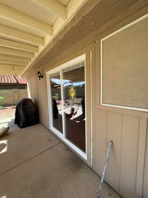 Patio Door Replacement - This project total cost was about $1800. The customer wanted to replace the door that was over 20 years old. We installed the new door with blinds in it. Labor of the job only cost $650 for a 72x80 sliding glass door swap out.