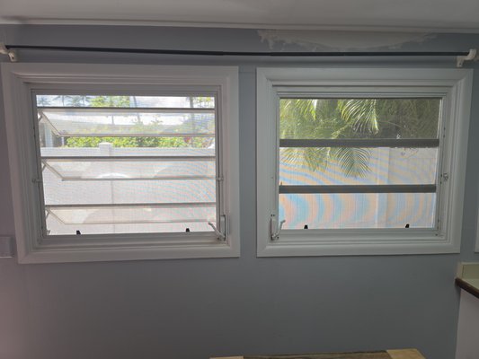 Vinyl Window & Door Replacements in Kailua - Here are pictures of windows that we've replaced in a house in Kailua. Previously, they had single pane, aluminum awning windows and an aluminum sliding door. This homeowner wanted to upgrade to vinyl windows for ease of maintenance and a modern look. On top of that, the windows and sliding door are easy to operate, and the double pane glass will keep out a lot more heat (and sound), especially when closed and running A/C. Vinyl Window & Door Replacements in Kailua - Here are pictures of windows that we've replaced in a house in Kailua. Previously, they had single pane, aluminum awning windows and an aluminum sliding door. This homeowner wanted to upgrade to vinyl windows for ease of maintenance and a modern look. On top of that, the windows and sliding door are easy to operate, and the double pane glass will keep out a lot more heat (and sound), especially when closed and running A/C.