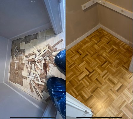 Oak Flooring Renovation - Floor was falling apart as you walk and looked helpless. Saved from vinyl plank installation. Oak Flooring Renovation - Floor was falling apart as you walk and looked helpless. Saved from vinyl plank installation.