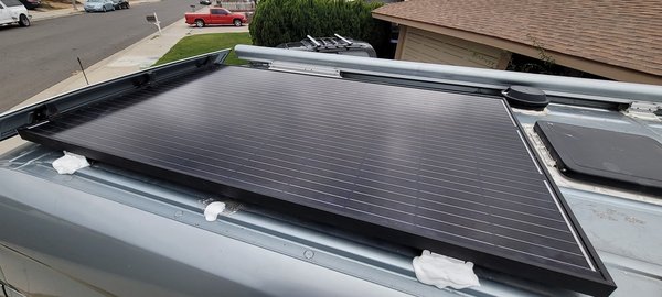 Solar Panel Upgrade Class B Van - The customer wanted an upgrade of their existing panel rated at 245W that was no longer getting full power with a newer, more efficient unit producing up to 330W of power. Also performed diagnostics and repaired a faulty installation of the inverter and battery packs. Solar Panel Upgrade Class B Van - The customer wanted an upgrade of their existing panel rated at 245W that was no longer getting full power with a newer, more efficient unit producing up to 330W of power. Also performed diagnostics and repaired a faulty installation of the inverter and battery packs.
