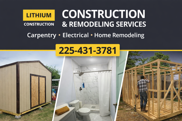LTH Proyect d - Perfect, let's make it sound elite. Here is the high-energy, "UFFF" version in English to attract those high-end clients:

🚀 ANOTHER PROJECT COMPLETED IN RECORD TIME! 🚀
At Lithium Construction & Remodeling Services, we don’t just build—we transform visions into reality faster than anyone else in the game.

Why are our clients raving about us? Check this out: 👇

Unmatched Speed: We crushed this project ahead of schedule without cutting a single corner on quality.

Design & Vision: We don't just work; we consult. We help you refine your ideas so your remodel looks absolutely stunning and modern.

Blueprints Included: We take the guesswork out by including professional plans for the project to ensure precision from day one.

Full-Service Mastery: From expert carpentry and electrical work to complete home remodeling, we handle it all.

The client is beyond thrilled with the results, and honestly, we are too! 😎

Got a project in mind but worried about it taking forever? Stop waiting. While others are still planning, we’re already finishing.

📞 Call us today at 225-431-3781 and let’s make your home the masterpiece of the neighborhood!

Would you like me to create a version of this specifically for a "Before and After" post?