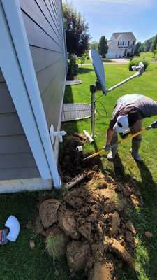 Gutter Drain Repair - The gutter drains were never installed properly so we dug them all up and reconnected them and bedded the pipe the right way. Gutter Drain Repair - The gutter drains were never installed properly so we dug them all up and reconnected them and bedded the pipe the right way.
