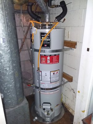 Basement job in Castro Valley - Water heater located in the basement with no way to run the t & p line outside.  We carry watts 210 valves on our trucks for easy conversions.