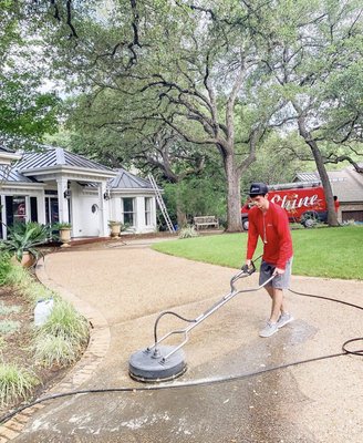 Pressure washing - This semi circle driveway had not been clean for some time. We were able to cleaning it and owner spent his time with his family. Let Shine handle the dirty work, get your deck, patios, driveways and home cleaned. Pressure washing - This semi circle driveway had not been clean for some time. We were able to cleaning it and owner spent his time with his family. Let Shine handle the dirty work, get your deck, patios, driveways and home cleaned.