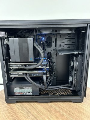 AI desktop with 4090s GPU - This project involves building a high-end gaming PC designed for advanced applications, including AI and machine learning. The setup features dual NVIDIA GeForce RTX 4090 graphics cards, ensuring top-tier performance for graphics-intensive tasks. A robust liquid cooling system is installed to maintain optimal temperatures, preventing overheating during heavy usage. The SilverStone 1600W power supply unit provides reliable and sufficient power to support the system’s high-performance components. Meticulous cable management within the spacious PC case enhances airflow and maintains a clean, professional look. This build is tailored for both gaming enthusiasts and professionals requiring substantial computational power.