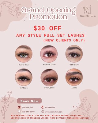 New Open Promotion - $30 off for new clients to do Full Sets
This promotion is based on our original price.