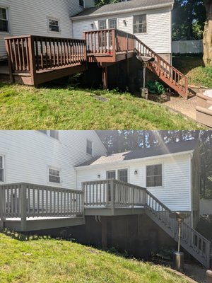 large deck - customer wanted a fresh new look on an old worn out deck