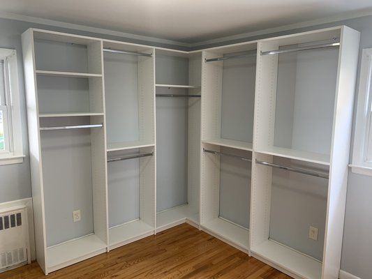 Custom walk-in closets - custom closet shelving‘s installation in small bedroom converting into easy access walk in closet￼￼
