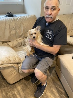 Shorty’s summer shave - Shorty bonding with the groomer before getting his summer bath and shave! Shorty’s summer shave - Shorty bonding with the groomer before getting his summer bath and shave!
