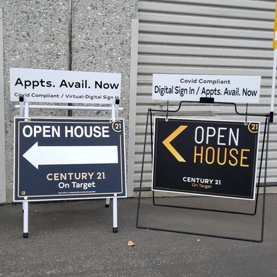 Covid Compliant Riders - 18x24 open house signs and riders , give us a call today and place your order. Covid Compliant Riders - 18x24 open house signs and riders , give us a call today and place your order.