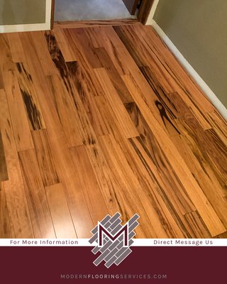 Brazilian Koa Solid Hardwood Flooring Installation And Stairs - The customer wanted to do a home remodel and have us install new staircase flooring and upper landing area flooring. We removed the old carpet, pad, and baseboards and prepped the subfloor for installation. We used full treads and risers to install the stairs. We installed Brazilian Koa Solid Hardwood Flooring using the nail-down method. Brazilian Koa hardwood flooring has a beautiful variation of color and pattern. The appearance of natural wood adds a tone of warmth to the home.
Contact us today! And schedule a free in-home assessment and have us bring your vision for your flooring into reality! Brazilian Koa Solid Hardwood Flooring Installation And Stairs - The customer wanted to do a home remodel and have us install new staircase flooring and upper landing area flooring. We removed the old carpet, pad, and baseboards and prepped the subfloor for installation. We used full treads and risers to install the stairs. We installed Brazilian Koa Solid Hardwood Flooring using the nail-down method. Brazilian Koa hardwood flooring has a beautiful variation of color and pattern. The appearance of natural wood adds a tone of warmth to the home.
Contact us today! And schedule a free in-home assessment and have us bring your vision for your flooring into reality!