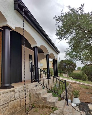 Gutter installation with rain chains - We recently installed seamless gutters and rain chains on this beautiful home. Gutter installation with rain chains - We recently installed seamless gutters and rain chains on this beautiful home.