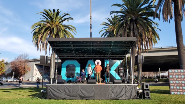 Oakland Turkey Trot 2019 - Every year we head down to Oakland for the Annual 5K run/walk Turkey Trot! On Thanksgiving day thousands of people of all ages run or walk around Lake Merritt to promote health and community. The Turkey Trot helps raise money for the Alameda County Community Food Bank & Oakland Education Fund. At the finish line you will find live music on our mobile stage! Nestled amongst the pop up "village" boasting multiple vendors and activities, you will see our stage is impossible to miss (or hear!)