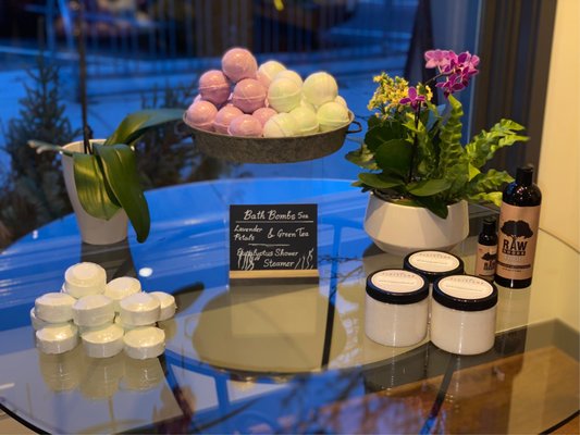 Boutique - Our Boutique is stocked with the highest quality products we could get our hands on! Our essential oil blends are sourced from Austria and Peru, our linens are 100% Turkish Cotton, and our laundry soaps are to die for from New York! Boutique - Our Boutique is stocked with the highest quality products we could get our hands on! Our essential oil blends are sourced from Austria and Peru, our linens are 100% Turkish Cotton, and our laundry soaps are to die for from New York!