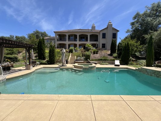 Pressure Washing and Window cleaning - We had such a great time working for this excellent customer on their absolutely beautiful property! Washed all windows with our pure deionized water system and pressure washed concrete around the porch, pool and front steps.