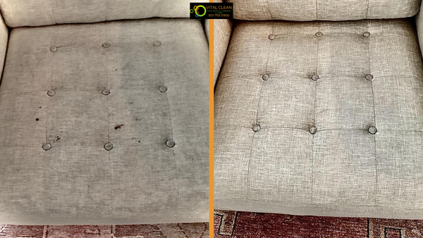 Upholstery Cleaning - Pre-spray fabric with our nanotechnology citrus mint infused alkaline detergent, utilize the use of our powerful industrial steam truck-mount the beast EVEREST 650CFM, utilizing an onboard water softener system, finalizing with our low pH neutralizer using our water shear technology DRIMASTER upholstery cleaning tools.