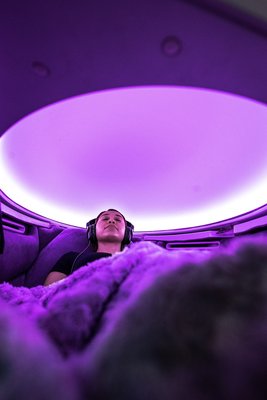 Somadome Meditation Pod - The Somadome is a unique experience designed to make meditation and mindfulness approachable and enjoyable by people at all levels in their practice. The dome uses sound, color and energy to allow you to recharge and emerge renewed.
Binaural Beats
Binaural beats use varying inaudible frequencies to help guide our minds into brain states achieved during meditation. Somadome integrates these beats into all session tracks. Just as Tibetan monks use singing bowls, gongs, and other instruments to help access meditative states, modern technology has perfected these binaural beat frequencies, making their benefits obtainable to anyone searching for peace and mental clarity.
Color Therapy
With the dome immersing you in light specific to the selected session, Somadome provides an environment conducive to the gentle and positive health benefits of color light therapy. Using colors and light to heal is an age-old technique, premised on the idea that the colors of the spectrum of visible light have specific beneficial health properties.
Contemporary research shows that light helps regulate and control the autonomic nervous system and production of melatonin and cortisol, two hormones critical to health and wellness.
Microcrystalline Tiles
We are constantly inundated with harmful electromagnetic fields caused by man-made electronics. These EMFs are unnatural to our bodies and can create ailments or a feeling of misalignment. Somadome incorporates the use of BioSyntonie tiles, a system of energy healing used worldwide by acupuncturists, that block and dissipate these harmful emissions, creating a sanctuary for natural revitalization. Somadome Meditation Pod - The Somadome is a unique experience designed to make meditation and mindfulness approachable and enjoyable by people at all levels in their practice. The dome uses sound, color and energy to allow you to recharge and emerge renewed.
Binaural Beats
Binaural beats use varying inaudible frequencies to help guide our minds into brain states achieved during meditation. Somadome integrates these beats into all session tracks. Just as Tibetan monks use singing bowls, gongs, and other instruments to help access meditative states, modern technology has perfected these binaural beat frequencies, making their benefits obtainable to anyone searching for peace and mental clarity.
Color Therapy
With the dome immersing you in light specific to the selected session, Somadome provides an environment conducive to the gentle and positive health benefits of color light therapy. Using colors and light to heal is an age-old technique, premised on the idea that the colors of the spectrum of visible light have specific beneficial health properties.
Contemporary research shows that light helps regulate and control the autonomic nervous system and production of melatonin and cortisol, two hormones critical to health and wellness.
Microcrystalline Tiles
We are constantly inundated with harmful electromagnetic fields caused by man-made electronics. These EMFs are unnatural to our bodies and can create ailments or a feeling of misalignment. Somadome incorporates the use of BioSyntonie tiles, a system of energy healing used worldwide by acupuncturists, that block and dissipate these harmful emissions, creating a sanctuary for natural revitalization.