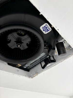 Installed - Bathroom fan replacement, the old was not working the motor on it had seized up which would not allow the propeller to move Installed - Bathroom fan replacement, the old was not working the motor on it had seized up which would not allow the propeller to move