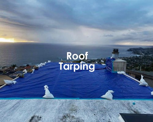 Roof Tarping - Last week's rainstorm brought some interesting challenges. We received a phone call from a client that had water pouring into her house when the roof blew off while it was raining. We were able to respond quickly and get the damaged portion of the roof covered with a tarp a few minutes before the next big rain hit. Nice to know you can help people avoid damage before it happens, not just fix it after it happened. Roof Tarping - Last week's rainstorm brought some interesting challenges. We received a phone call from a client that had water pouring into her house when the roof blew off while it was raining. We were able to respond quickly and get the damaged portion of the roof covered with a tarp a few minutes before the next big rain hit. Nice to know you can help people avoid damage before it happens, not just fix it after it happened.